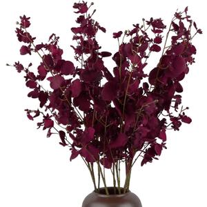 Artificial Orchid Flowers,10 PCS (Each 37'') Fake Orchid Artificial Orchids Long Stem Artificial Flowers Fake Silk Flowers for Indoor Outdoor Wedding Home Office Decoration(Burgundy)