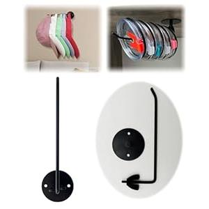 ASENAME Hat Organizer for Wall， Cap Holder Organizer， Cabinet Glass Lid Holder, Wall Mounted Swivel Cup Lid Storage Rack, Baseball Cap Rack (Round 1 PCS)