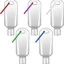 5 Pack Refillable Travel Plastic Bottles Containers with Clip Hand Sanitizer Travel Size Holder with Keychain Empty Bottles for Kids and Adult