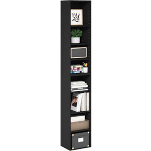 Furinno PASIR Book Shelf, 8-Tier Bookshelf, Bookcase with Open Shelf, 9.3 x 11.8 x 70.9, for Living Room, Bedroom, Home Office, Blackwood, 8-Tier, 12-Inch Width