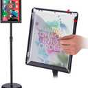 Adjustable Pedestal Poster Sign Stand 8.5x11 inchs, Black Floor Standing Sign Holder with Aluminum Snap Open Frame for Vertical/Horizontal Sign Displayed, for Store/Office/Hotel/School