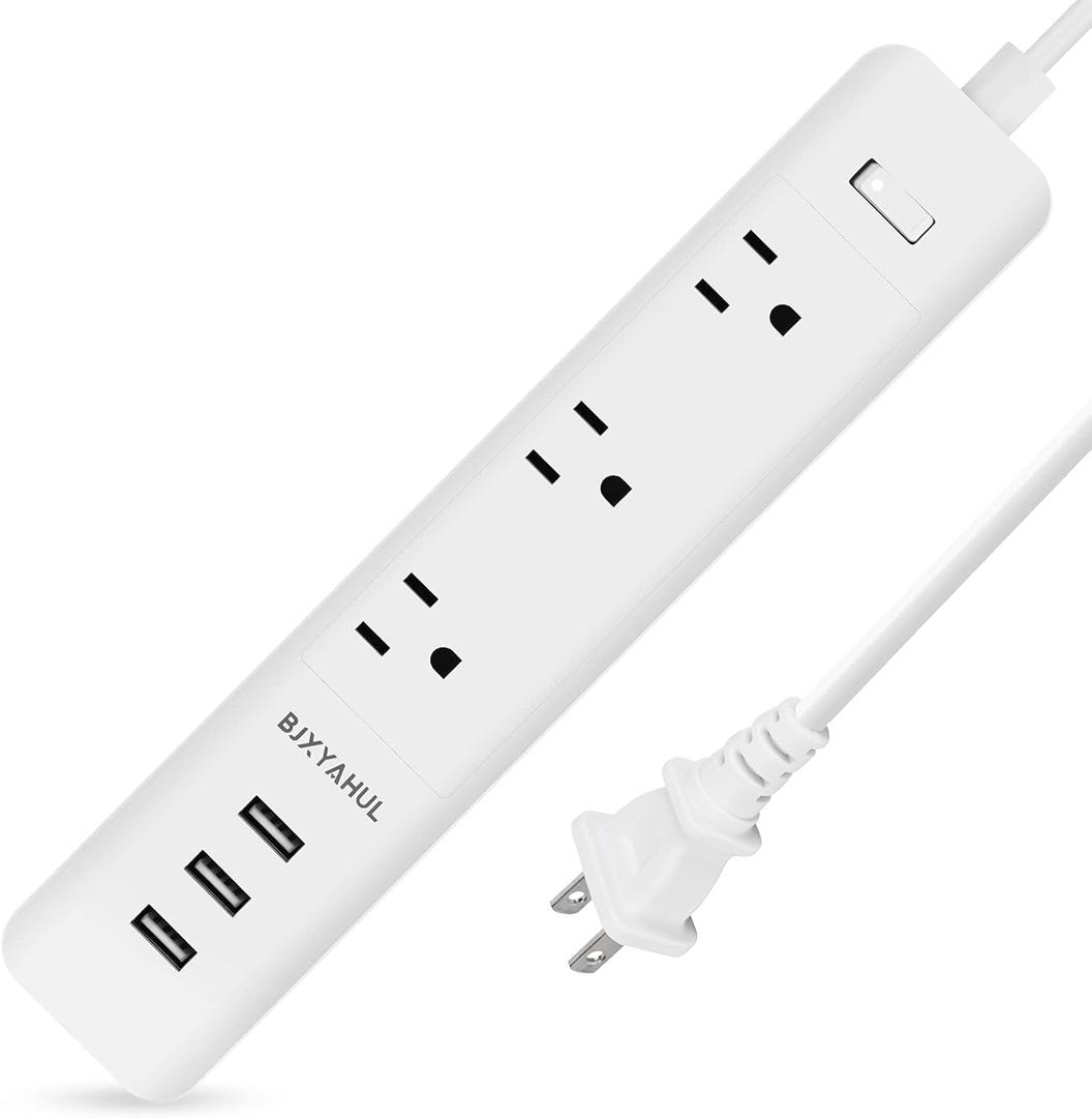 2 Prong to 3 Prong Power Strip, Two Prong Surge Protector with 6FT Long Cord, 3 AC Outlets 2 Prong to 3 Prong Extension Cord with 3 USB Ports(5V 3.1A) for Non-Grounded Outlets for Home/Office, White