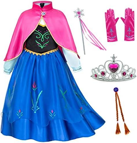 Princess Costumes Birthday Party Dress Up for Little Girls/Long Sleeve with Cape, 130 CM