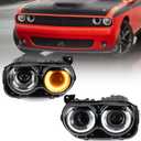 Xenon Headlights Assembly W/AIR Catcher Compatible with Dodge Challenger 2015 2016 2017 2018 2019 2020 HID Model Headlamps Pair with Black Housing Replacement Driver Left & Passenger Right