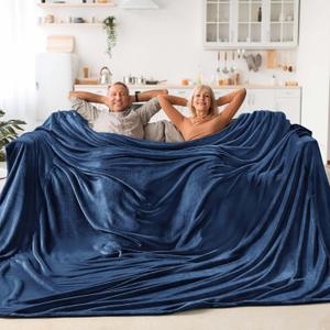BEDELITE Big Fleece Blanket - 120" x 120" (10' x 10'), Super Soft Fluffy Fuzzy Oversized King Blanket for Bed, Couch, Sofa, Camping, Fits Whole Family, Navy Blue