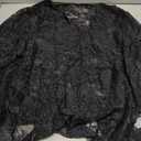 WDIRARA Women's Plus Size Floral Jacquard See Through Mesh Top Lace Mock Neck Long Sleeve Shirts (Black, XXXL)