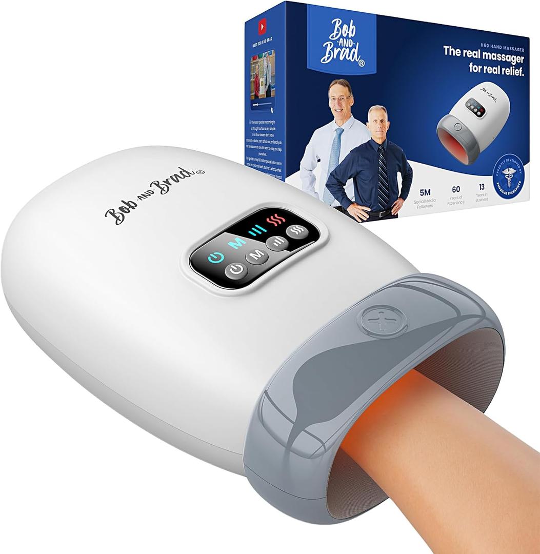 BOB AND BRAD Hand Massager with Heat and Compression, FSA-HSA Eligible, H60 Cordless Hand Massager for Arthritis and Carpal Tunnel, Pain Relief Heated Wrist Finger Massage, 5 Intensity Settings