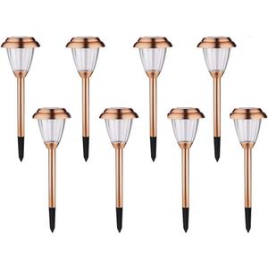 Solar Lights Outdoor - 8 Pack Copper Garden Walkway Lights Solar Powered Waterproof for Garden, Lawn, Yard, Pathway (Brown)