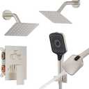 Iriber Shower Faucet Set Brushed Nickel,Push Button Diverter Bathtub Shower System with 2 in 1 Handheld, 6 Inch Dual Shower Head for 2 people Combo Trim Kit Wall Mount (Valve cartridge Included)