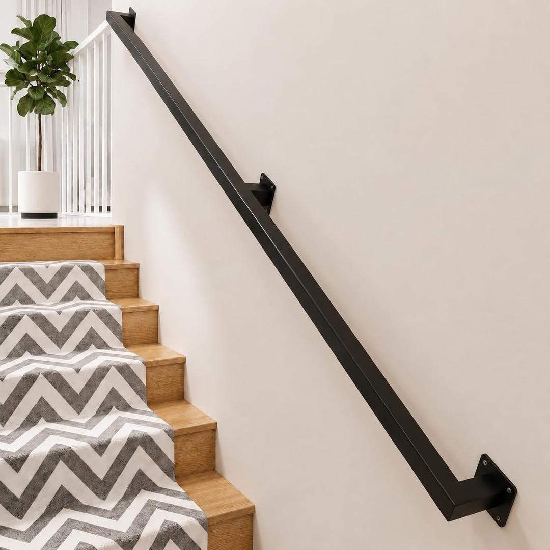 4FT Stair Railing Indoor Outdoor, 500LB Heavy-Duty Wall Mounted Handrail