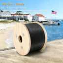 T316 Black 3/16IN Stainless Steel Cable, 500FT Wire Rope, 7X19 Strands Aircraft Cable, 3700lbs Breaking Strength, Zip Line for Heavy Duty Applications, Deck Railing, String Lights & Yard Zipline
