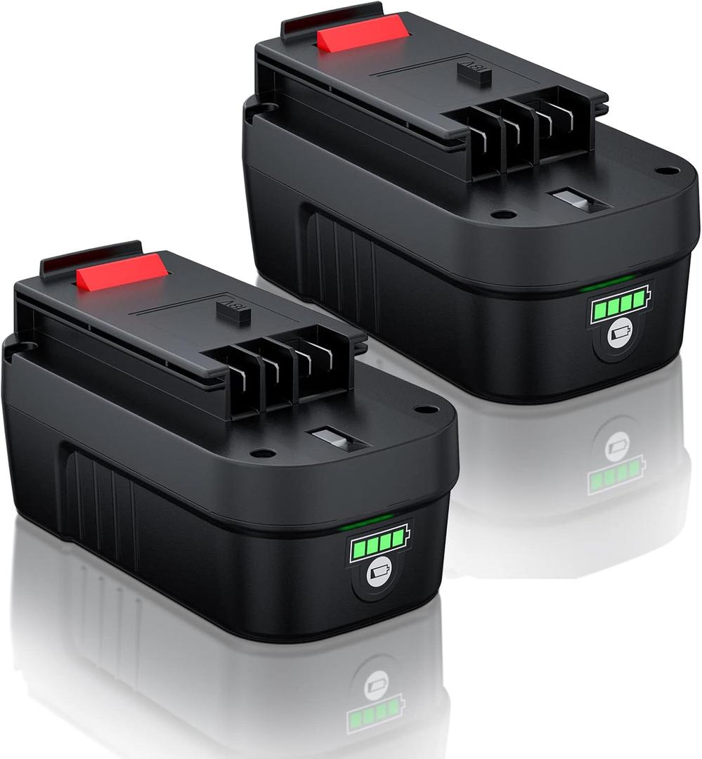 Lithium-ion 2-Pack 6500mAh HPB18 18V Battery Replacement Black and Decker 18V Battery HPB18-OPE 244760-00 Compatible with A1718 A18NH HPB18 Cordless Power Tools