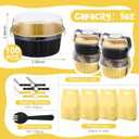 424pcs Black Gold Mini Cake Pans Set with Lids and Spoons Include 5oz Disposable Aluminum Foil Baking Pans, Lids, Spoons, Sealing Stickers and Gift Bags for Cupcake, Pudding, Muffin