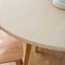 Subakvo Round Vinyl Fitted Tablecloth, Waterproof Elastic Table Covers Wipeable Flannel Backed Tablecloths for Picnic Camping Indoor and Outdoor (Beige Wood, Fits 45" - 56" Diameter Tables)