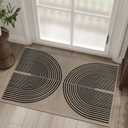 Easy Jute Rainbow Entryway Rug, 2x3 Washable Non-Slip Indoor Outdoor Doormat, Black Nature Boho Farmhouse Small Kitchen Rug Modern Abstract Throw Rugs for Entrance Bedroom Bathroom