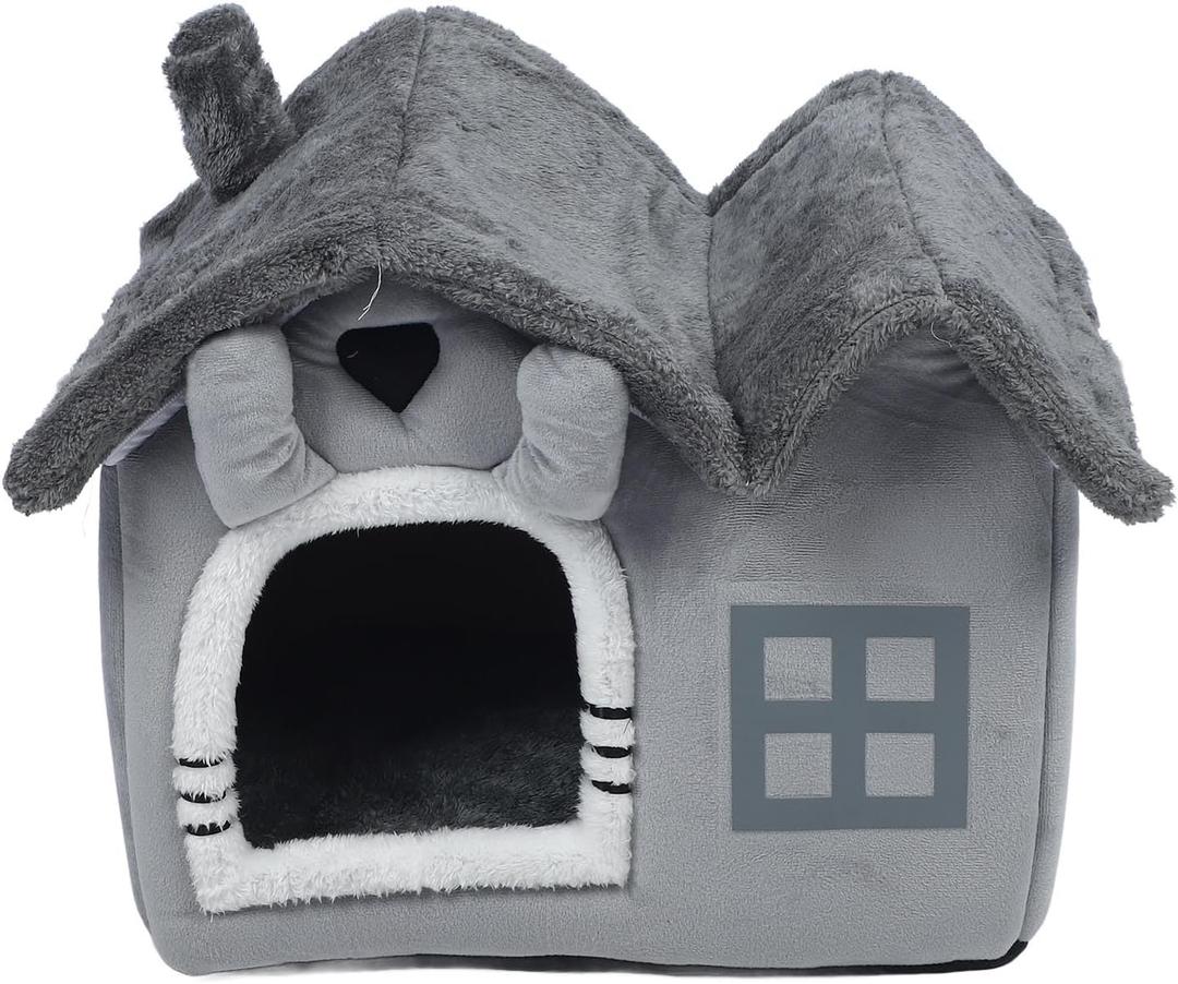 YUYTE Indoor Dog House Puppy Cave Pet House for Small Dogs with Removable Washable Cover Bottom Soft Fleece Linen (L)