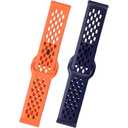 Soft Silicone Watch Bands 22mm 20mm 19mm 18mm Breathable Sweatproof Sport Watch Straps with Quick Release for Women & Men (Orange+Navy Blue)