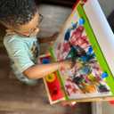 Hape E1010 Magnetic All in 1 Kids Height Adjustable Drawing Dry-Erase Chalkboard Wooden Artist Easel with 3 Paint Pots and Refillable Paper Roll, "L: 18.9, W: 15.9, H: 41.8 inch"