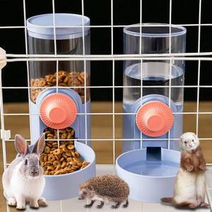 Kenond Hanging Automatic Pet Food Water Dispenser Set, 1L Auto Gravity Rabbit Feeder and Dispenser, Cage Accessories Cat Food Bowl Dog Waterer for Puppy Chinchilla Hedgehog Ferret(Blue)