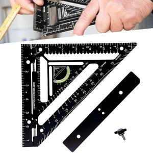 Smarts Squares Tool, 8.5-in Adjustable Woodworking Rafter Square with Level, Marking Groove and Pivot Point, Made of Aluminum Alloy, for Precise Marking and Layout (Black)
