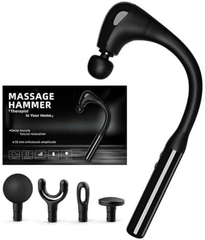 HESUSLA Massage Gun with Upgraded Extension Handle, 10MM Massage Gun Deep Tissue, 4 Massage Heads & 5 Speed Levels Back Massager,Muscles/Neck/Shoulders/Waist/Legs Massager Portable for Pain Relief