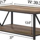 FOLUBAN Coffee Table with Storage Shelf, Modern Industrial Metal and Wood Living Room Table, Small Rectangle Cocktail Tea Table for Bedroom Home Office, Rustic Oak, 39.3 Inch