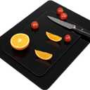 Tempered Glass Cutting Board for Kitchen, Cutting Board with Non-Slip Feet for Countertop, Dishwasher Safe, Rounded Corner Board, Shatter, Heat & Scratch Resistant-16"x12" & 12"x8" 2pcs, Black