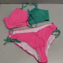 B2prity Women's Sexy Bikini Set Color Block Lace Up 2 Piece Bathing Suit Tie Side Swimsuit (Large)