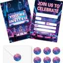 20 Sets Music Birthday Invitations Girl with Envelopes and Stickers Kids Invites Party Supplies Decoration 4x6 Inches