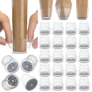 24PCS Silicone Chair Leg Floor Protectors for Hardwood Floors, Thicken Rubber Chair Leg Cap Covers, Non Slip Furniture Leg Pads to Protect Wood Tile Floors from Scratches and Reduce Noise, Black