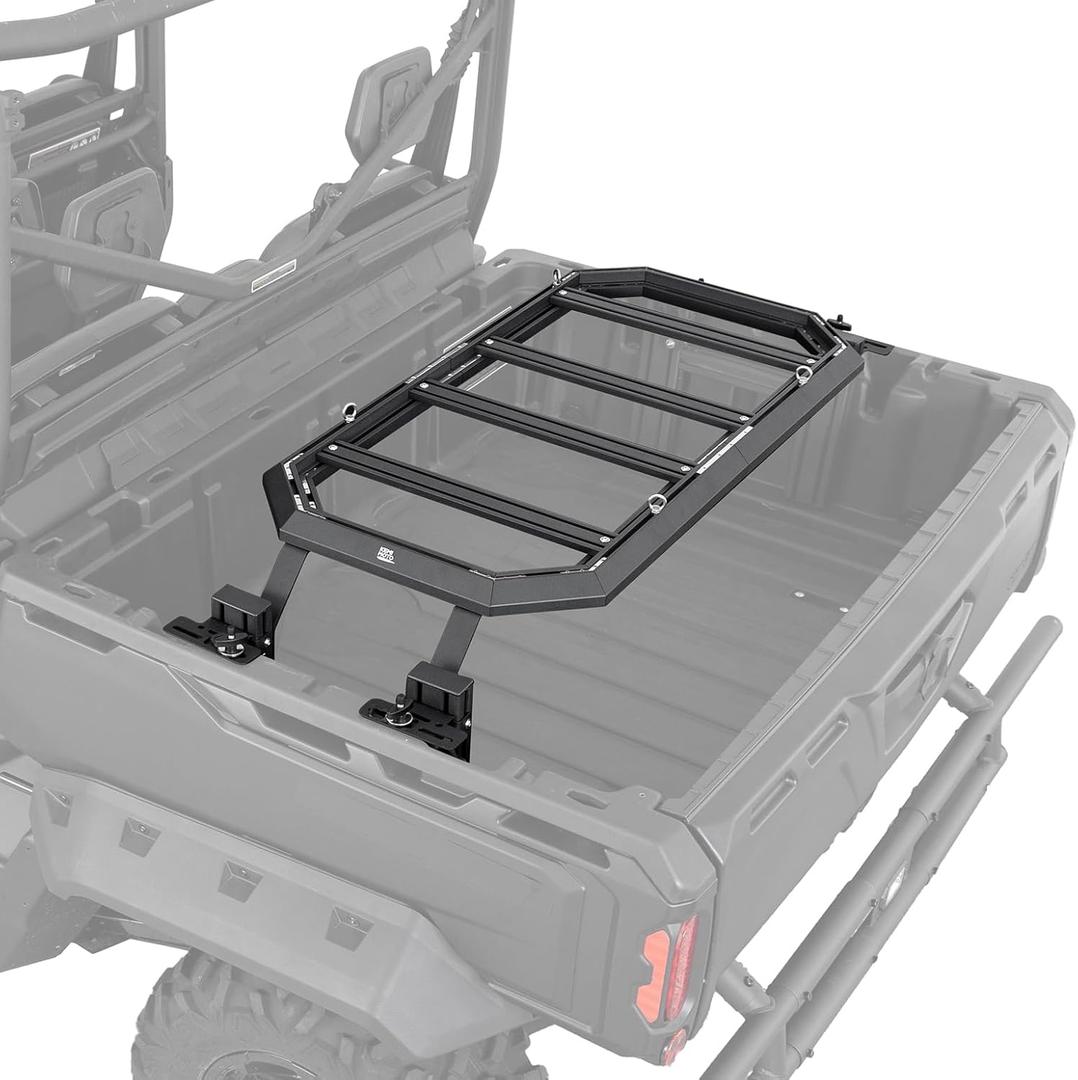 KEMIMOTO Rear Cargo Rack Adjustable Compatible with Can-Am Defender & Defender Max 2016-2024 Storage Cargo Carrier Bed Rack Heavy Duty Aluminium Accessories