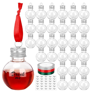 Patelai 30 Pcs Christmas Clear Plastic Fillable Ornaments for Tree Christmas Drink Balls Plastic DIY Hanging Pendant Ball for Crafts Home Wedding Party Decor (50,100 ml)