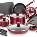 T-fal Essence, 20 Piece Non-Stick pots and pans Cookware Set, Red