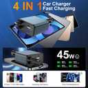 4 in 1 Samsung S26 Retractable Car Charger for Samsung Galaxy S26 Ultra/S26/S26+/S25 FE/A17/A16/A36/A26/S24/S23, 45W Fast Charging Car Charger USB C Cigarette Lighter CarCharger Adapter for iPhone 17