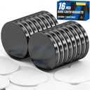 16 Pack Disc Magnets, Black Round Magnets, Magnetic Discs with Adhesive Backing, Adhesive Magnetic Buttons, Adhesive Magnet for Fridge, Office, Home, Garage,Refrigerator