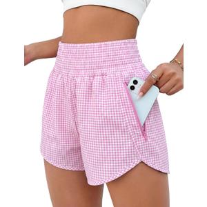 BMJL 2.5" Women Athletic Shorts High Waisted Short with Pocket(PinkPla, XL)