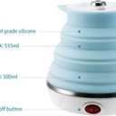 Ultrathin Upgraded Food Grade Silicone Travel Foldable Electric Kettle Boil Dry Protection Portable with Dual Voltage and Separable Power Cord,555ML 110-220V US Plug