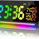 120db Super Loud Alarm Clocks for Heavy Sleepers adults , 15 Wake Up Sounds Alarm Clock for Heavy sleepers , 7 Color Night Light, Dynamic RGB Color , 0-100% Dimmer, Snooze, DST , Large LED Display
