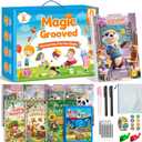 Magic Grooved Writing Practice Books for Kids, Reusable Handwriting Practice Books, Grooved Writing Books, Preschool Learning Activities Gifts for 3 4 5 6 7 8 9 10 11 12 Years Old Boys Girls(8)