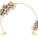 Asee'm 7.2FT Gold Wedding Arch Round Backdrop Stand Large Circle Metal Floral Balloon Frame for Party Anniversary Birthday Graduation Valentine Ceremony Decorations 15 Pieces