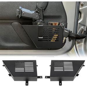 MAIKER Metal Front Door Storage Box, Door Side Insert Organizer Box Pockets for 2007-2018 Jeep Wrangler JK JKU 2/4 Door 2pcs(Black)
