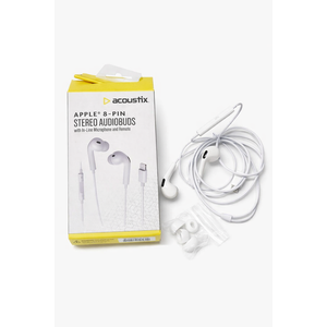 Acoustix Apple 8-pin Stereo Audiobuds With In-Line Microphone And Remote White