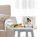 Couple Picture Frame, Engagement Wedding Gifts Mr And Mrs Gifts for Newlywed Couples, Wooden Photo Frame With Iron Stand, Tabletop Decor -25, 8 inches x 5.7 inches