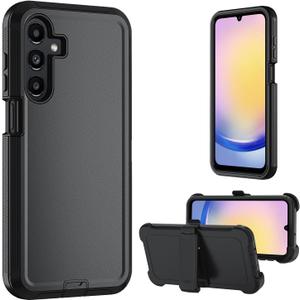 Nofnus for Samsung Galaxy A16 5G case,A16 5G Heavy Duty case,with A Tempered Glass Screen Protector, [Military Grade Protective ] [Shockproof] [Dropproof] [Dust-Proof] (with Belt Clip-Black)