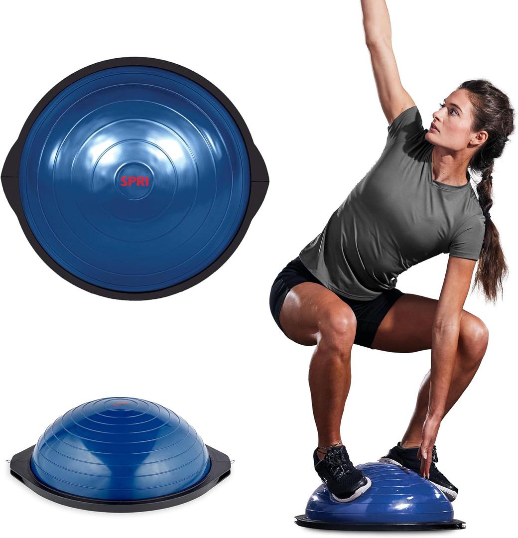 SPRI Balance Trainer Dome Shape Half-Exercise Ball with Non-Skid Base Sport (50cm) for Balance Training, Strength Building, Toning, and Improved Flexibility