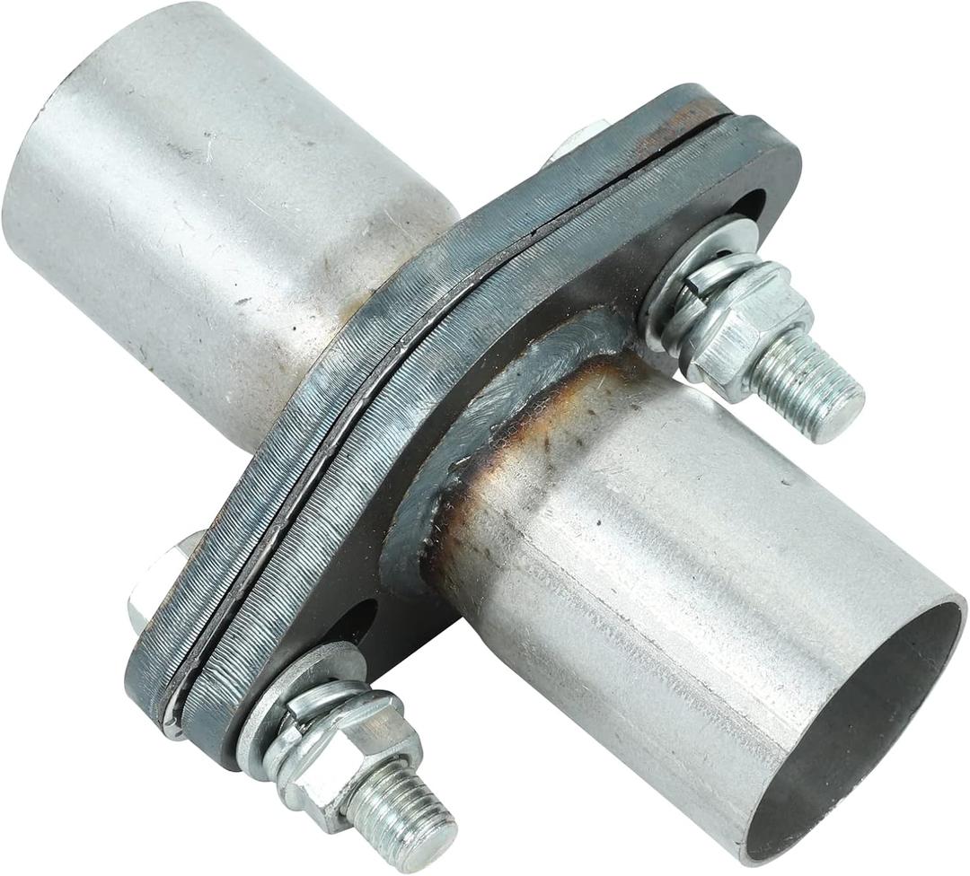 Exhaust Oval Flange QuickFix Repair Pipe Kit w/Gasket & Hardware Universal 1.75" ID 2 Bolts
