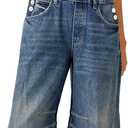 PLNOTME Womens Denim Bib Overalls Barrel Leg Adjustable Strap Jean Pants Jumpsuits with Pockets (Blue, M)