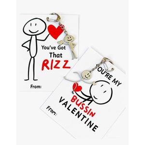 Valentines Day Gifts for Kids - 24 Pack Keychains with Slang Kids Valentine's Day Cards, Teen Tween School Valentines, Boys V
