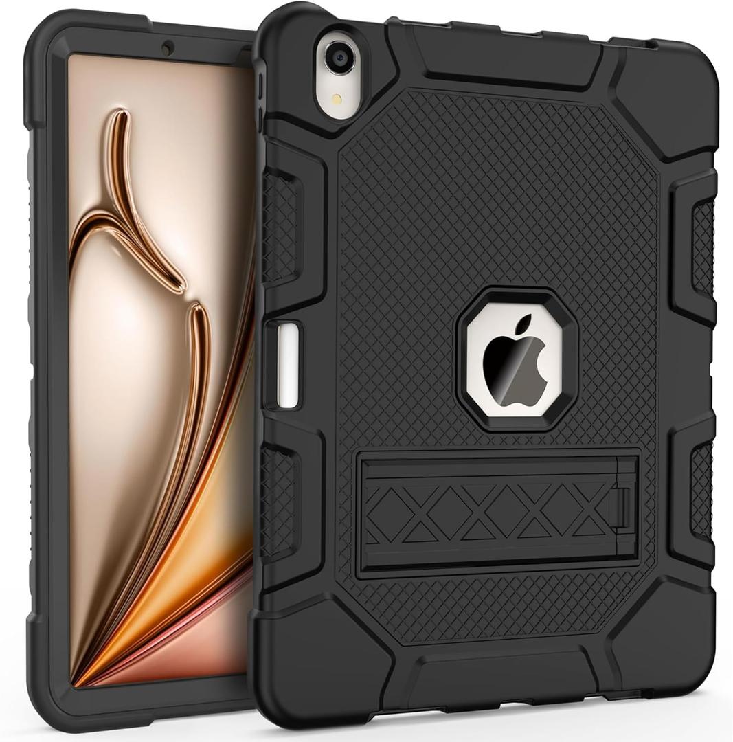 Rantice Case for iPad Air 11 Inch (M3/M2) 2025/2024, iPad Air 5th/4th Generation 10.9 Inch Case (2022/2020), Heavy Duty Shockproof Rugged Protective with Pencil Holder, Black