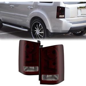 Tail Lights Assembly Compatible with Honda Pilot 2009 2010 2011 2012 2013 2014 2015 Driver and Passenger Side Rear Lamps (Smoke Red)